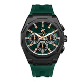 Beverly Hills Polo Club Men's Analog Watch, Black Dial Multi-Function With Green Silicon Strap, BP3815X.675